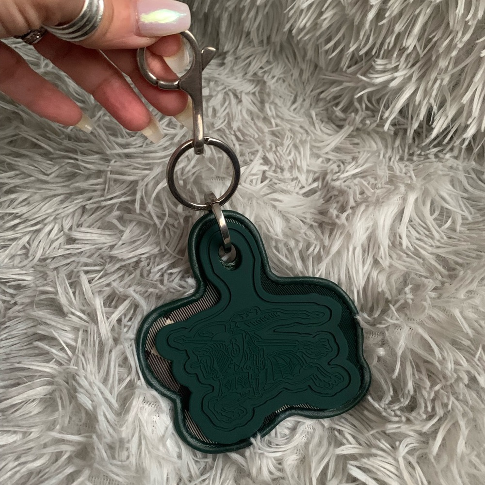 Forest Green Burberry Keychain-With Silver Chunky Hardware- Extremely Durable!!! - Picture 3 of 15